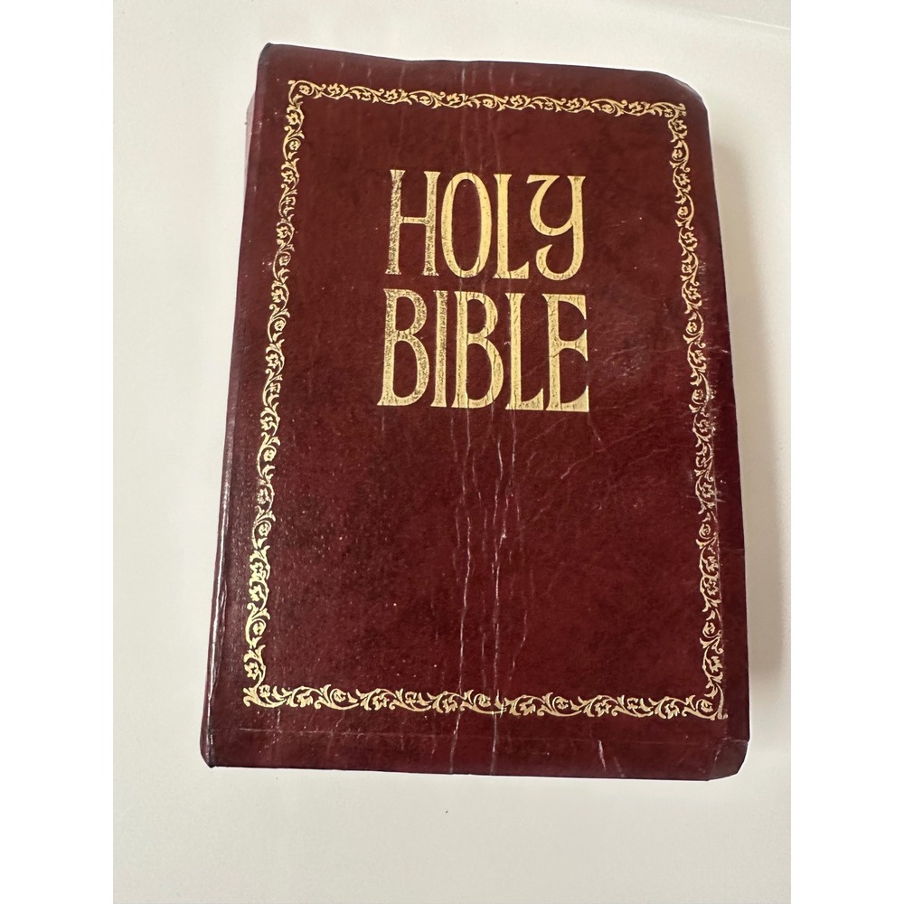 Vintage 1973 Holy Bible KJV Giant Print Red Letter Regency Publishing Burgundy